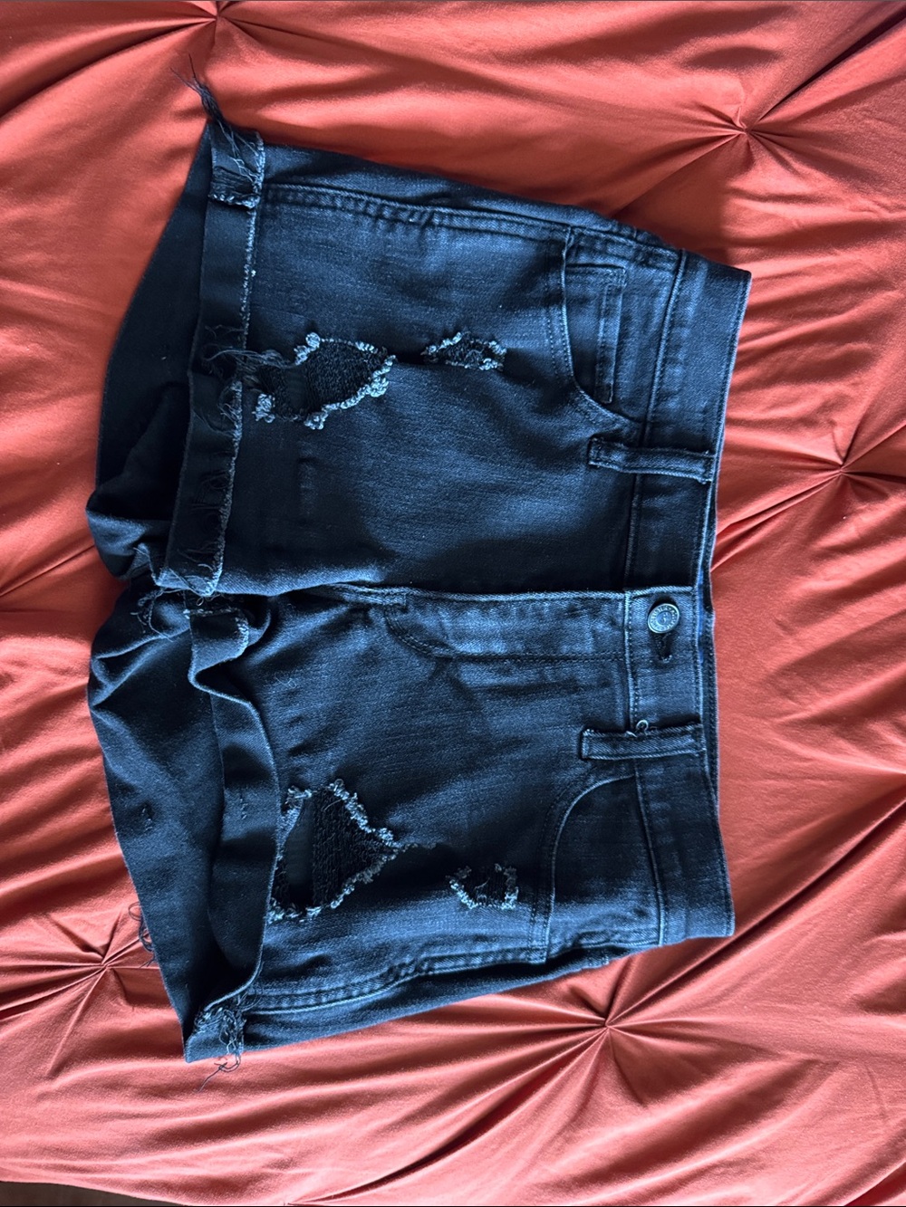 Hollister Black Distressed Denim Jean Shorts
